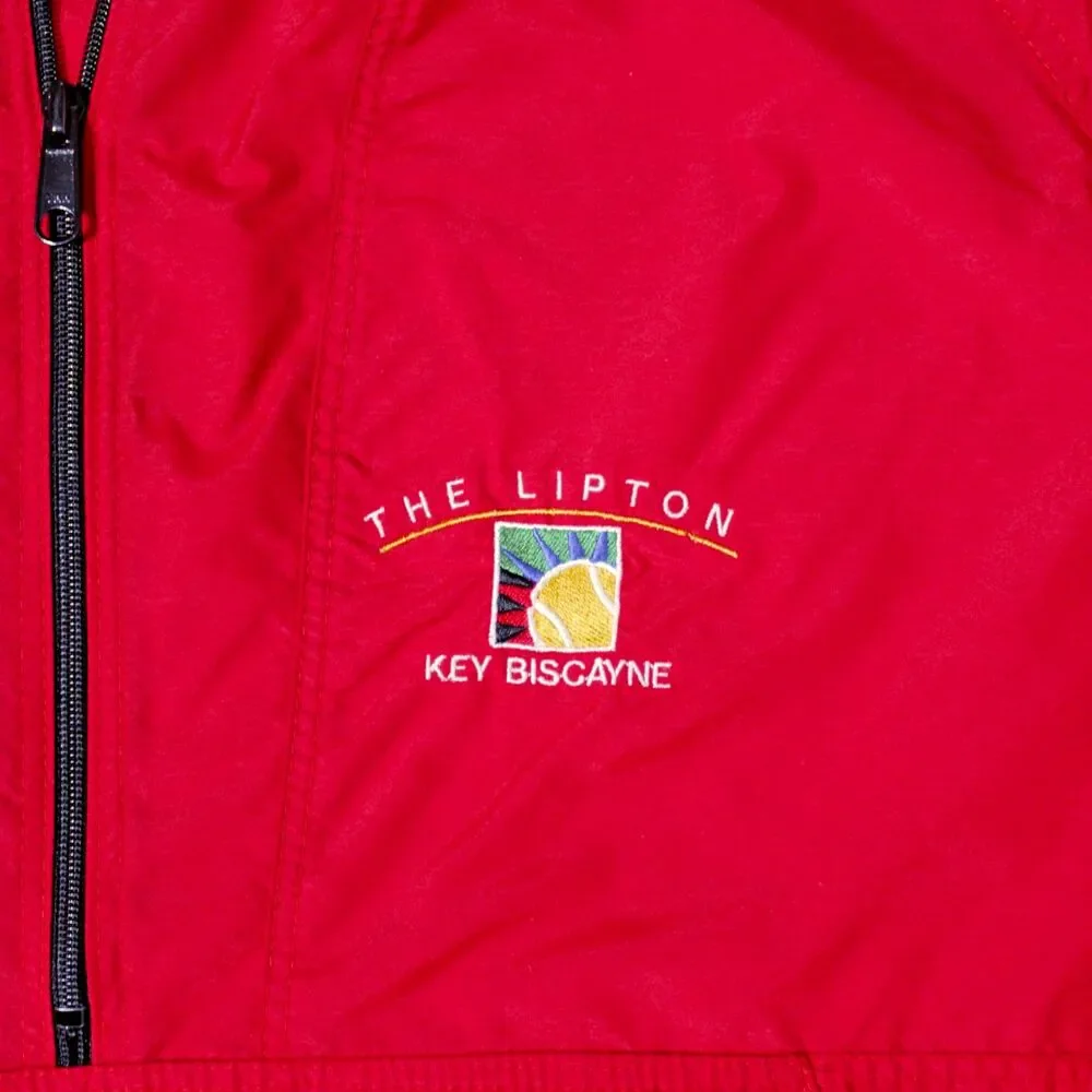 VTG 90s USA Oversized Nylon Lipton Tennis Championship Hooded Windbreaker Men XL